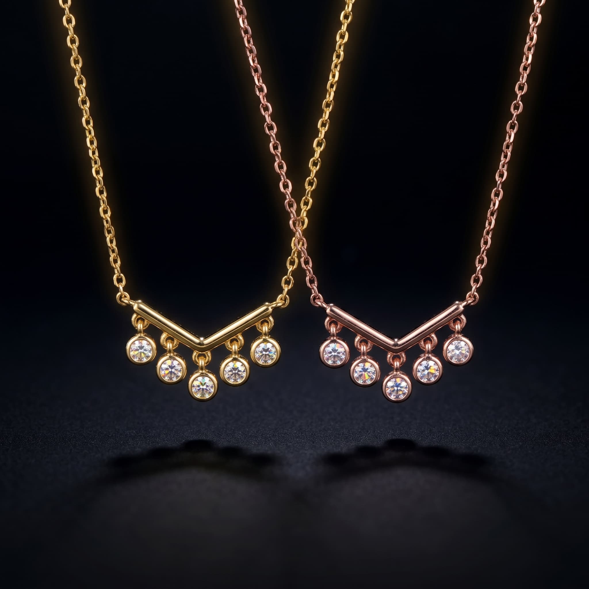 V-bar moissanite necklace