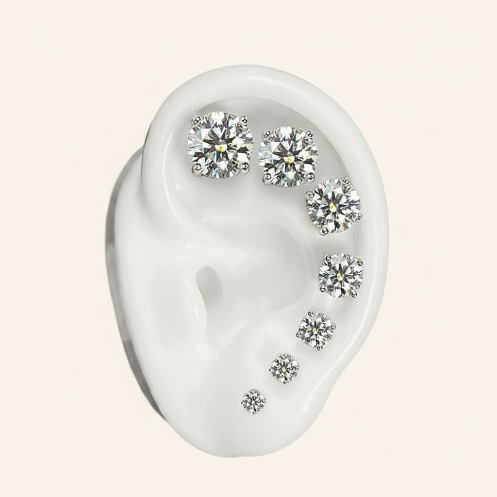 4-Prong Solitaire Moissanite Sterling Silver Stud Earrings
