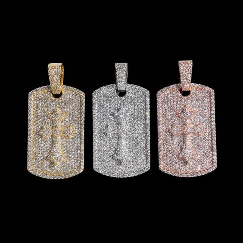 Dog Tag Moissanite Pavé Necklace