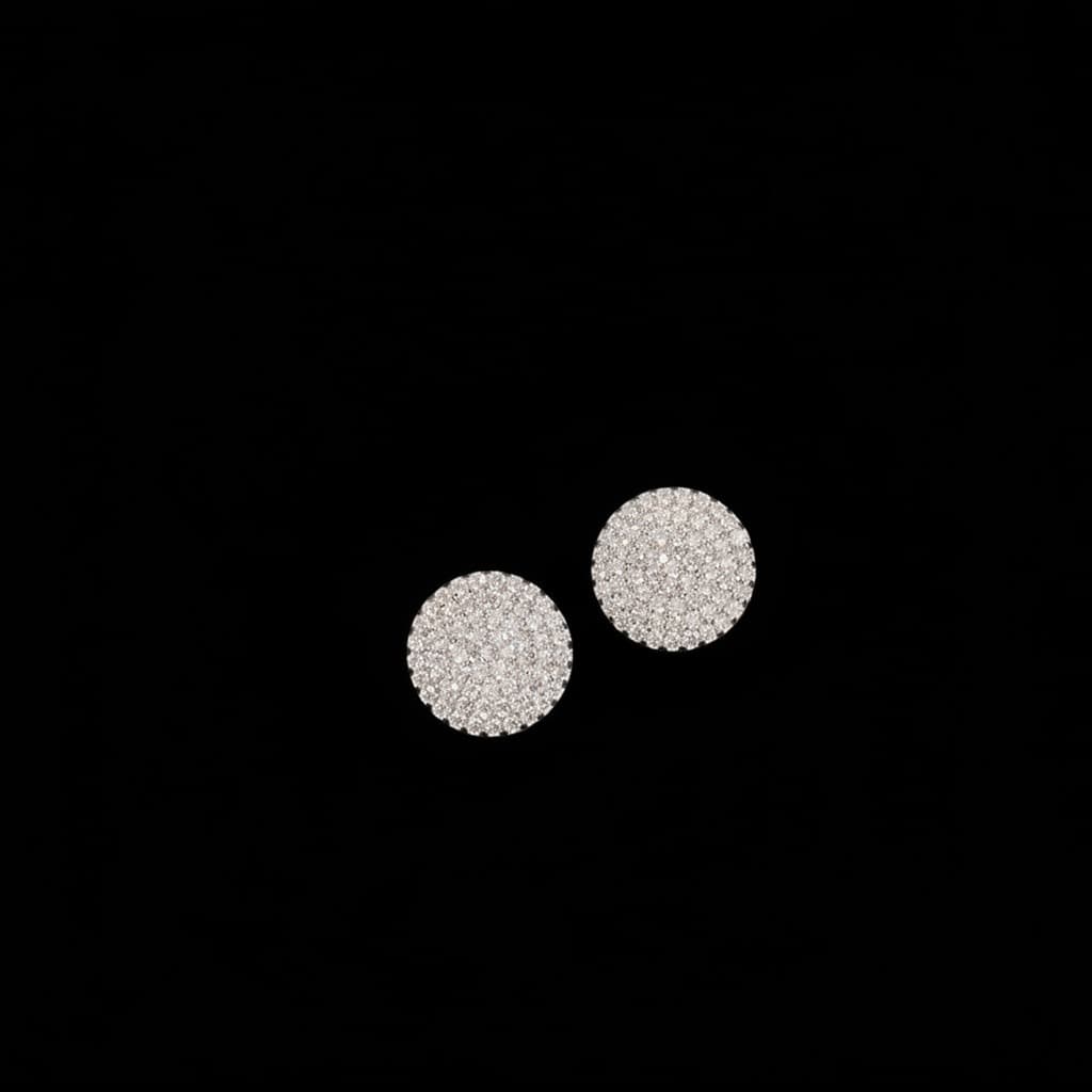 Round Full Pavé Moissanite Sterling Silver Stud Earrings