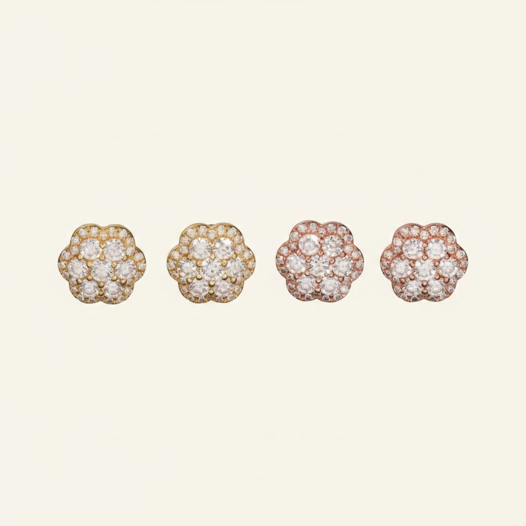 Full Pavé Moissanite Sterling Silver Stud Earrings