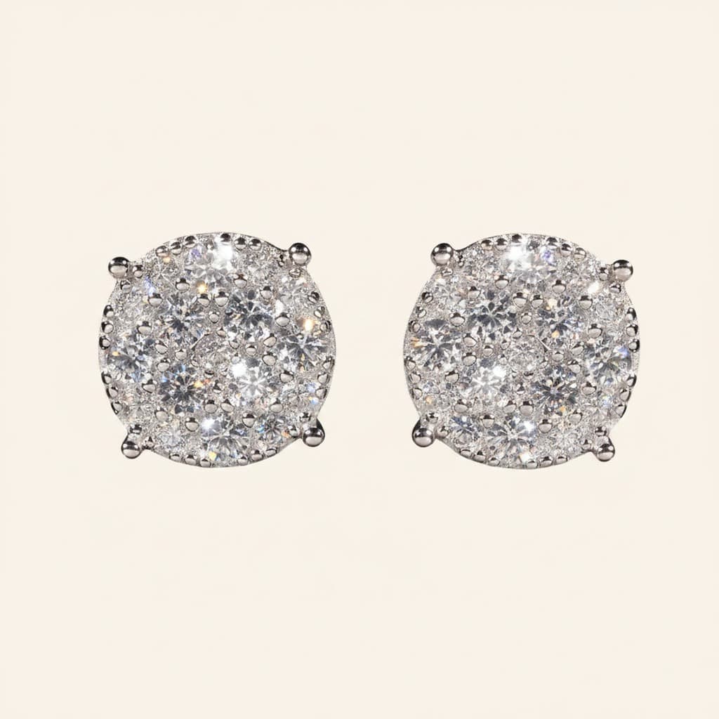 Round Moissanite Sterling Silver Stud Earrings
