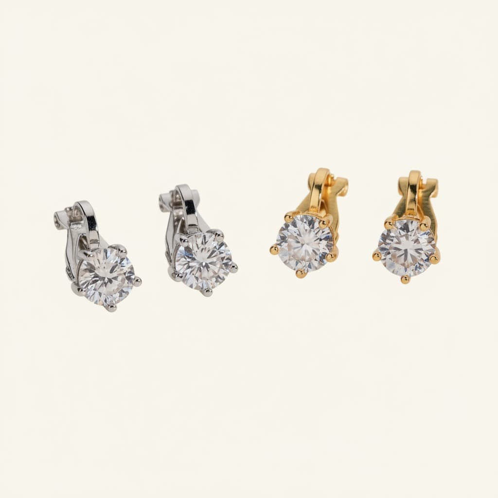 Moissanite Sterling Silver Clip-On Earrings